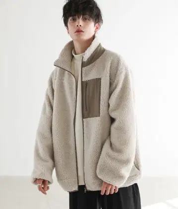 양털 보아 워셔블 스탠드넥 블루종