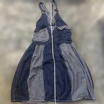 데님 스트라이프 서스펜더 원피스