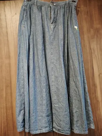 티티카카 데님 롱 스커트와 기하학 패턴 스커트 세트