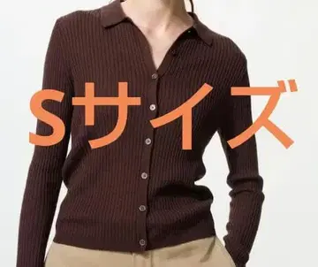 메리노 블렌드 리브 폴로 가디건 s 다크 브라운 유니클로