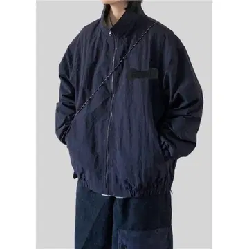 네이비 나일론 자켓 루즈핏