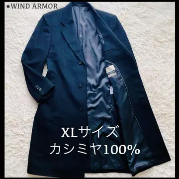미사용급 윈드아머 캐시미어 100% 롱 체스터 코트 XL 블랙