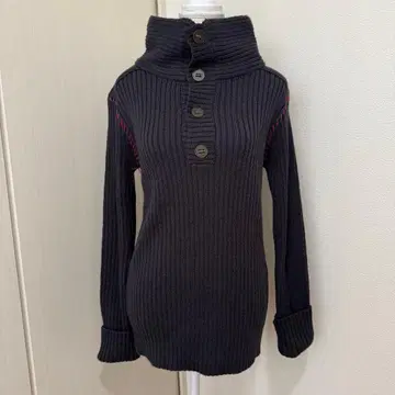 사보타주 다크 그레이 리브 하이넥 스웨터 S ~ M