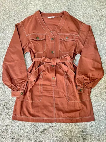 SLY 벨트 포함 브라운 셔츠 원피스