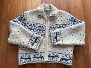 노르딕 무늬 집업 스웨터