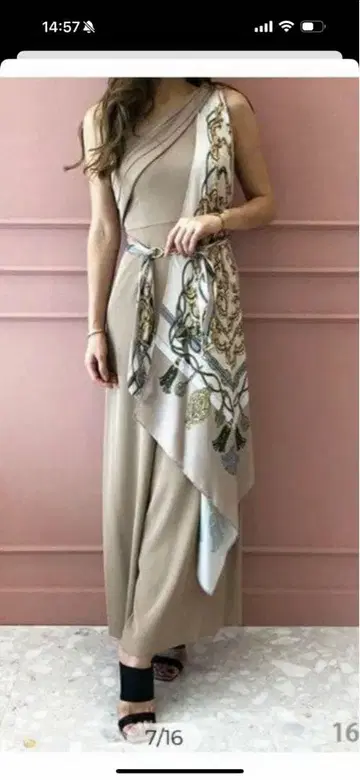 스카프 디자인 원숄더 콤비네존