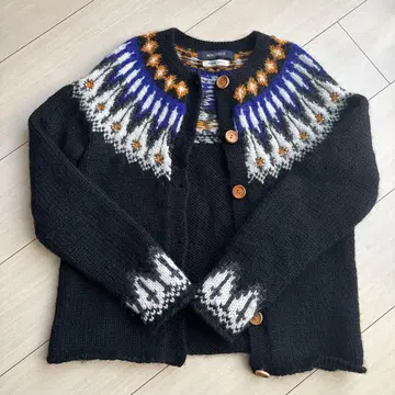 맥피 노르딕 무늬 핸드 니트 울 블랙 투 롤랜드