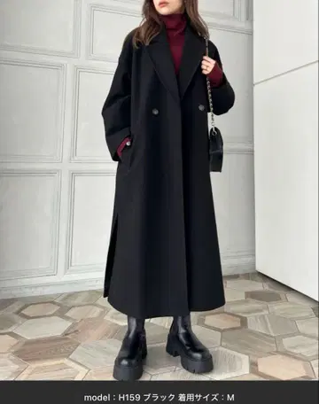 니트 멜톤 사이드 슬릿 롱 체스터 코트