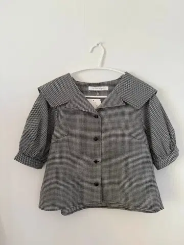 오픈 소매 세일러 깅엄 체크 5부 소매 미사용 새상품