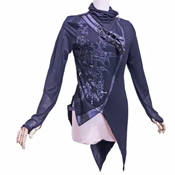 OzzCroce 지퍼 달린 본지티 스타일 비대칭 티셔츠