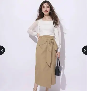 아푸와이저 리셰 리본 랩스커트 오피스 캐주얼 아나운서풍