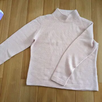 울 터틀넥 스웨터 핑크