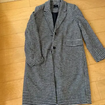 Bershka 하운드 투스 롱 코트 EUR L