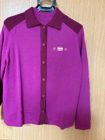 퍼플 버튼 니트 반팔 & 가디건