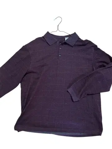 HAGGAR 빨간색 체크 무늬 피케 셔츠 L 사이즈