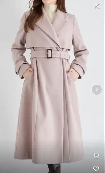 벨트 포함 요크 디자인 롱 코트 토코 클로젯