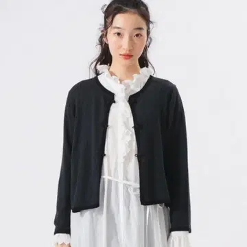 BEAMS BOY 12 게이지 차이 니트림 가디건