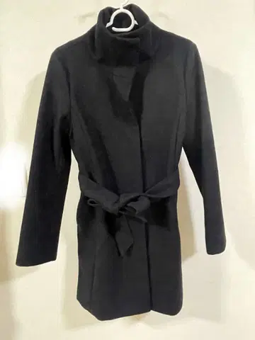 블랙 벨트 롱 코트 M 사이즈
