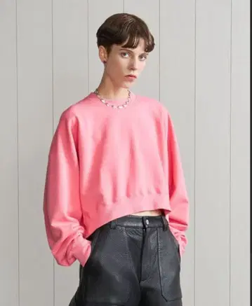 H BEAUTY&YOUTH 빈티지 라이크 숏 맨투맨 그레이