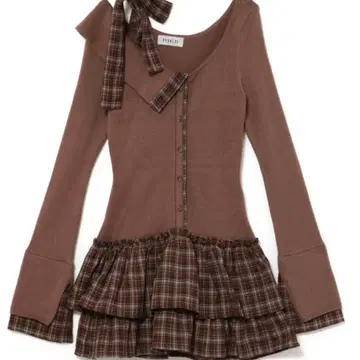 BUBBLES 버블스 체크 리본 원숄 원피스