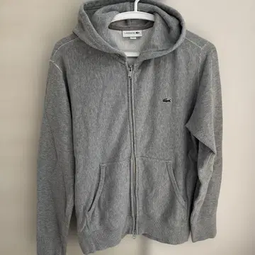 LACOSTE 그레이 풀 집업 후드티 남성용 US S 사이즈