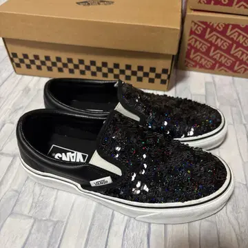VANS 블랙 라메 슬립온 리버서블