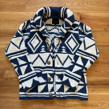 ANTI BALLISTIC 기하학 패턴 가디건 M 네이비/화이트