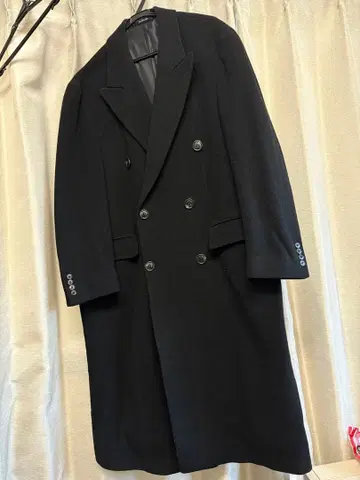 랄프 로렌 블랙 더블 울 체스터 코트