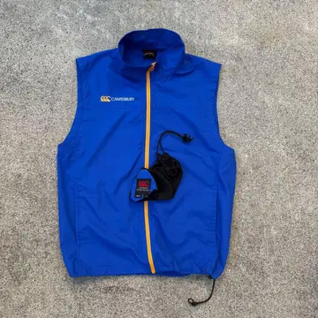 CANTERBURY 나일론 베스트 파랑 y2k 주머니 포함