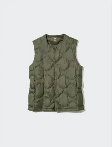 유니클로 울트라 라이트 다운 웨이브 퀼트 다운 베스트 올리브 M