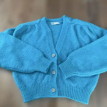 새상품급 ZARA 터콰이즈 니트 가디건 M