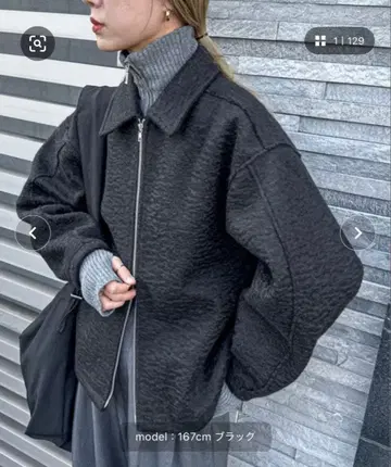 feepur 부클 더블 지퍼 블루종 블랙