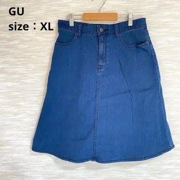 지유 GU 플레어 데님 스커트 [XL] 무릎 기장 빅 사이즈 1337