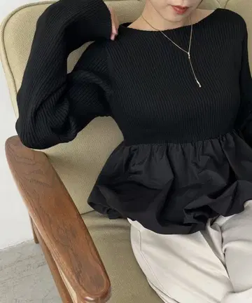 니트 도킹 벌룬 튜닉