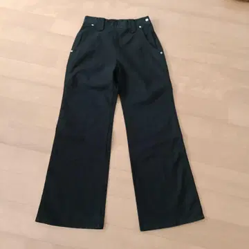 다크 그린 와이드 팬츠 코튼 혼방