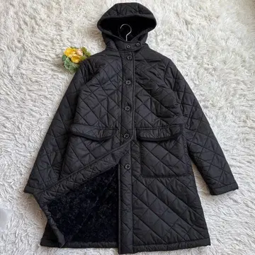 새상품급 매킨토시 퀼팅 코트 보아 안감 블랙 38 후드 부착