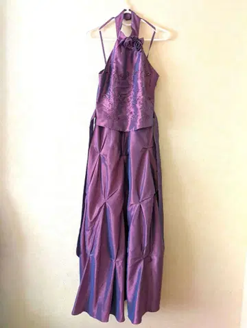 연주회 롱 드레스 M 퍼플 홀터넥
