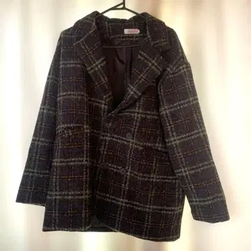 체크 그린 블루 오렌지 자켓