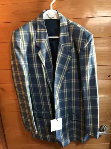 MEN'S GUMU 체크 무늬 테일러드 자켓 L