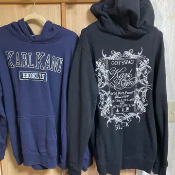 칼 카니 후드 부착 후드티 네이비 블랙 세트