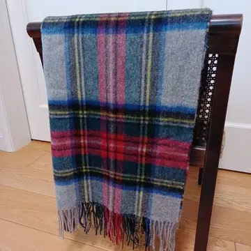 체크 무늬 울 스톨 무릎담요 새상품급
