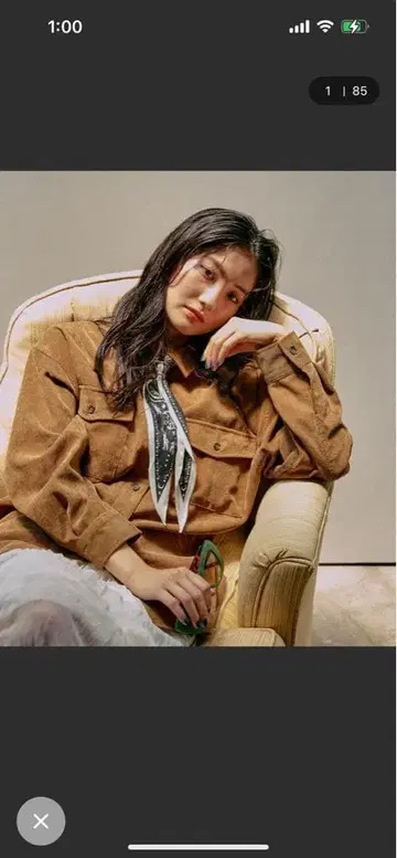 미사용 새상품 글로벌 워크 이지케어 코듀로이 셔츠 카멜 L