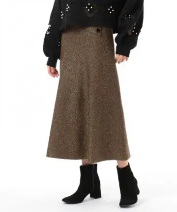 라메 니트 스커트 골드 36