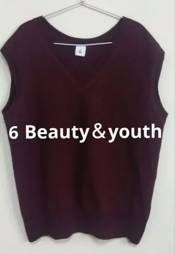 6(ROKU) 울 보일 니트 베스트 보르도 계열