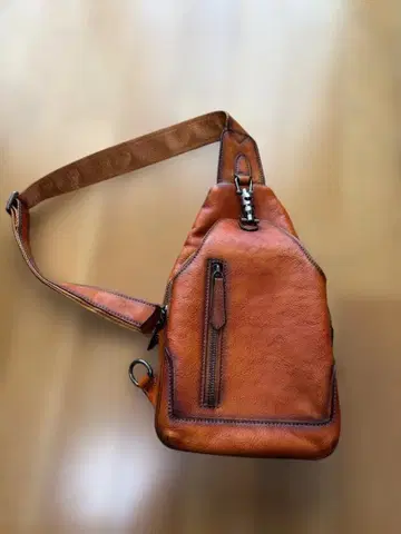 [ 새상품 ] 소가죽 슬링백 원 숄더백 오렌지 계열