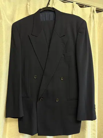 다크 블루 더블 브레스트 테일러드 자켓 셋업