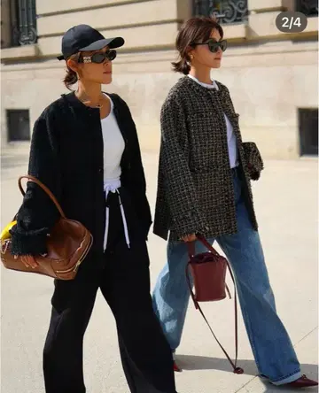 gypsohila 트위드 노카라 자켓