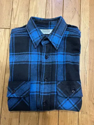 파이브라 USA제 M 사이즈 좋은 배색 파랑 블랙 플란넬 셔츠