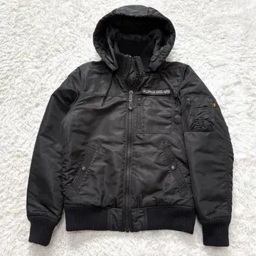 알파인더스트리 MA-1 패딩 자켓 블랙 M 후드 2way