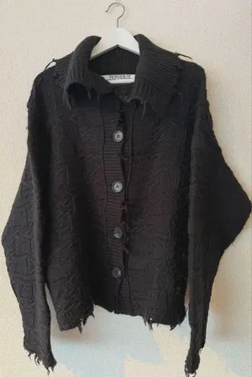 PERVERZE 블랙 니트 가디건 하이넥 블랙